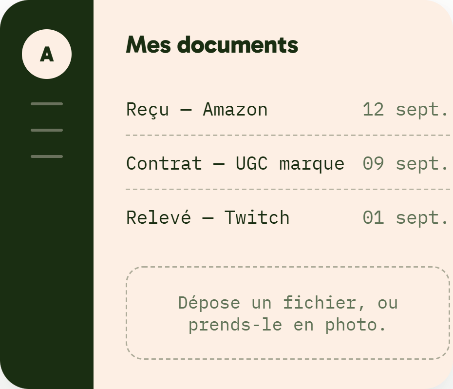Portail AJOUR : liste de documents déposés