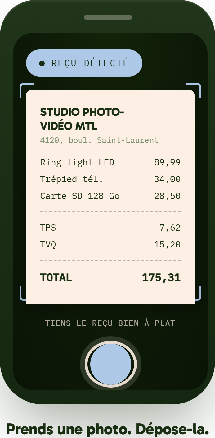 Mockup : détection d'un reçu sur téléphone
